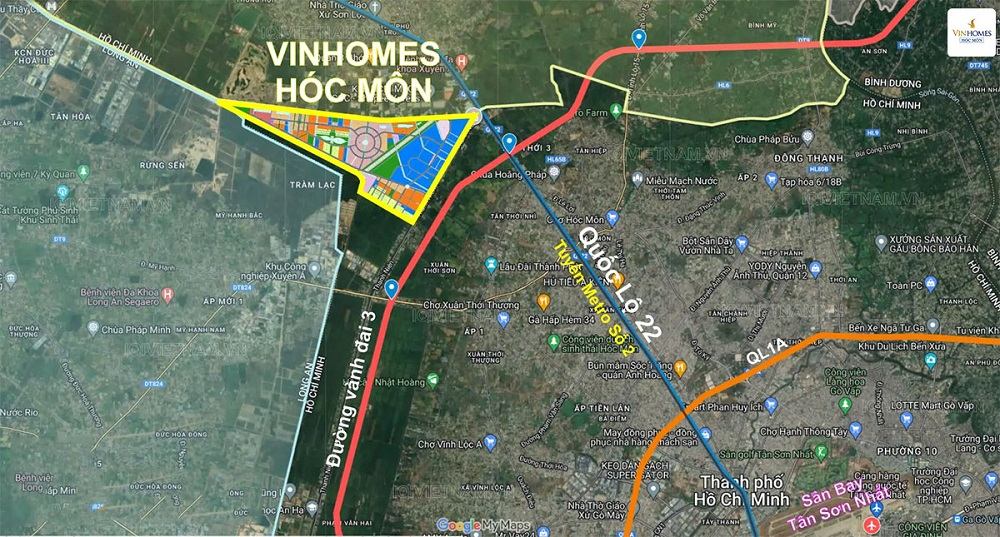 Vinhomes Hóc Môn tọa lạc tại vị trí đẹp, kết nối thuận tiện